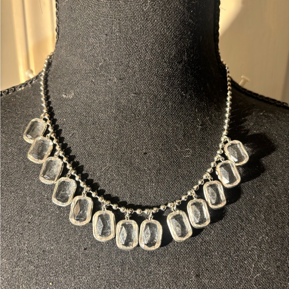 American Eagle Outfitters Silver Necklace with Clear Accents